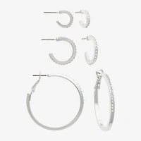 Mixit Womens Glass 3 Pair Earring Set