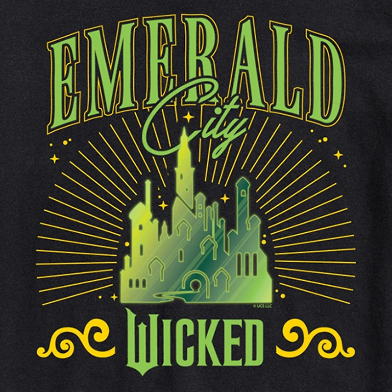 Wicked Movie Emerald City Tee Womens Juniors Crew Neck Short Sleeve Regular Fit Graphic T-Shirt