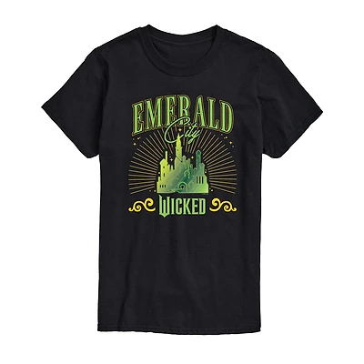 Wicked Movie Emerald City Tee Womens Juniors Crew Neck Short Sleeve Regular Fit Graphic T-Shirt
