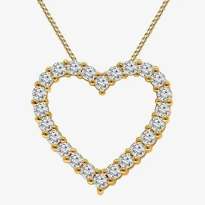I / I1) Womens 1 CT. T.W. Lab Grown White Diamond 10K Gold Heart 18 Inch Pendant Necklace