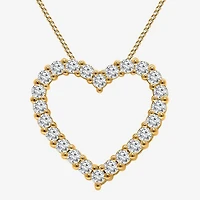 I / I1) Womens 1 CT. T.W. Lab Grown White Diamond 10K Gold Heart 18 Inch Pendant Necklace
