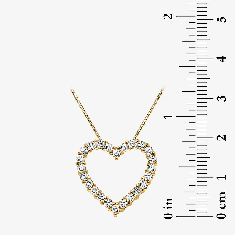 I / I1) Womens 1 CT. T.W. Lab Grown White Diamond 10K Gold Heart 18 Inch Pendant Necklace