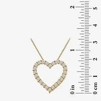 I / I1) Womens 1 CT. T.W. Lab Grown White Diamond 10K Gold Heart 18 Inch Pendant Necklace