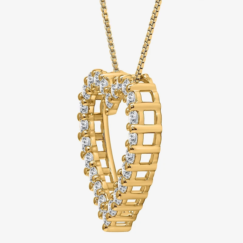 I / I1) Womens 1 CT. T.W. Lab Grown White Diamond 10K Gold Heart 18 Inch Pendant Necklace