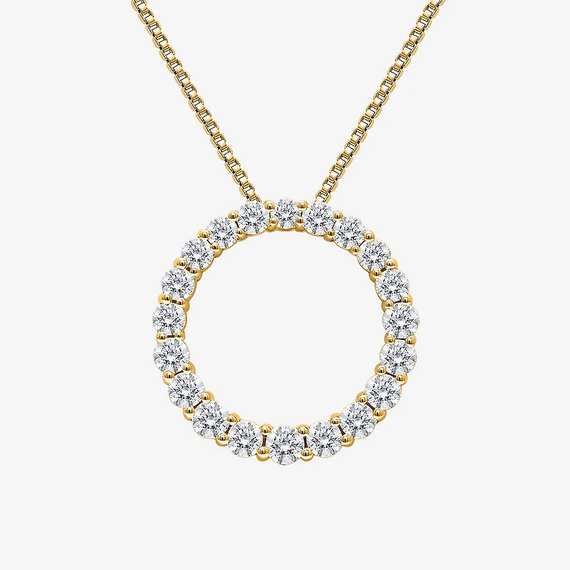 (I / I1) Womens 1 CT. T.W. Lab Grown White Diamond 10K Gold Heart 18 Inch Pendant Necklace