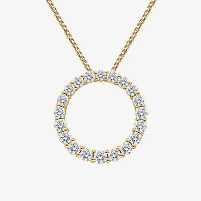 (I / I1) Womens 1 CT. T.W. Lab Grown White Diamond 10K Gold Heart 18 Inch Pendant Necklace