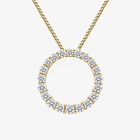 (I / I1) Womens 1 CT. T.W. Lab Grown White Diamond 10K Gold Heart 18 Inch Pendant Necklace