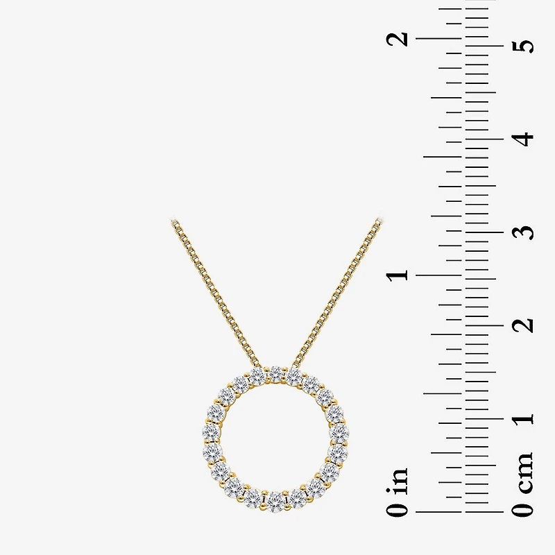 (I / I1) Womens 1 CT. T.W. Lab Grown White Diamond 10K Gold Heart 18 Inch Pendant Necklace
