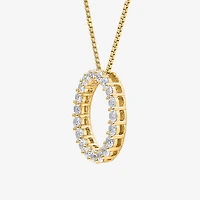 (I / I1) Womens 1 CT. T.W. Lab Grown White Diamond 10K Gold Heart 18 Inch Pendant Necklace