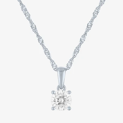 (G-H / Si2-I1) Womens 1/2 CT. T.W. Lab Grown White Diamond 10K Gold Round Pendant Necklace
