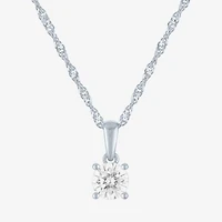 (G-H / Si2-I1) Womens 1/2 CT. T.W. Lab Grown White Diamond 10K Gold Round Pendant Necklace