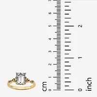 Womens Genuine Blue Aquamarine 18K Gold Over Silver Cocktail Ring