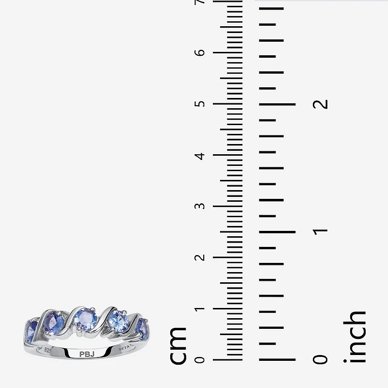 Womens Genuine Purple Tanzanite Sterling Silver Round Cocktail Ring