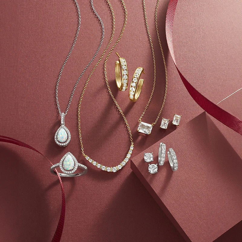 Yes, Please! Womens Lab Created White Opal Sterling Silver Pear 18 Inch Pendant Necklace