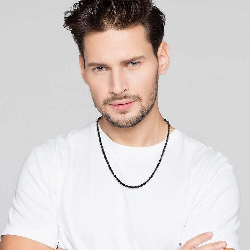 Mens Stainless Steel 24 Inch Rope Chain Necklace
