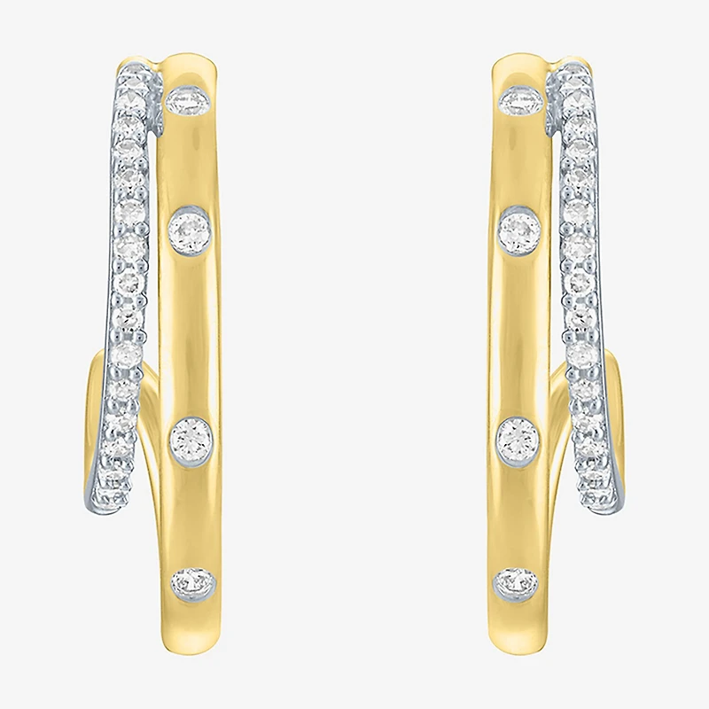Diamond Addiction (G-H / I1-I2) Womens 1/4 CT. T.W. Lab Grown White Diamond 14K Gold Over Silver 20mm Hoop Earrings