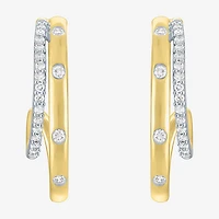 Diamond Addiction (G-H / I1-I2) Womens 1/4 CT. T.W. Lab Grown White Diamond 14K Gold Over Silver 20mm Hoop Earrings
