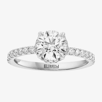 Effy Final Call (G / Vs2-Si1) Womens 1 3/4 CT. T.W. Lab Grown White Diamond 14K Gold Round Solitaire Side Stone Engagement Ring