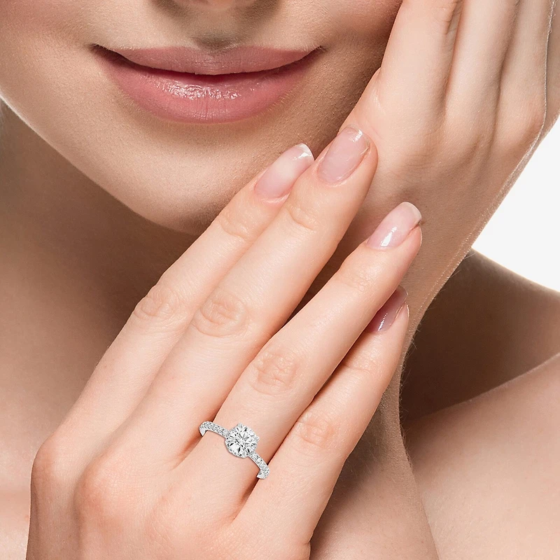 Effy Final Call (G / Vs2-Si1) Womens 1 3/4 CT. T.W. Lab Grown White Diamond 14K Gold Round Solitaire Side Stone Engagement Ring
