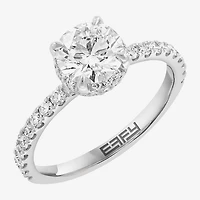 Effy Final Call (G / Vs2-Si1) Womens 1 3/4 CT. T.W. Lab Grown White Diamond 14K Gold Round Solitaire Side Stone Engagement Ring