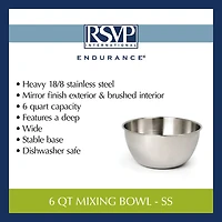Design Imports Stainless Steel 6-qt. Mixing Bowl