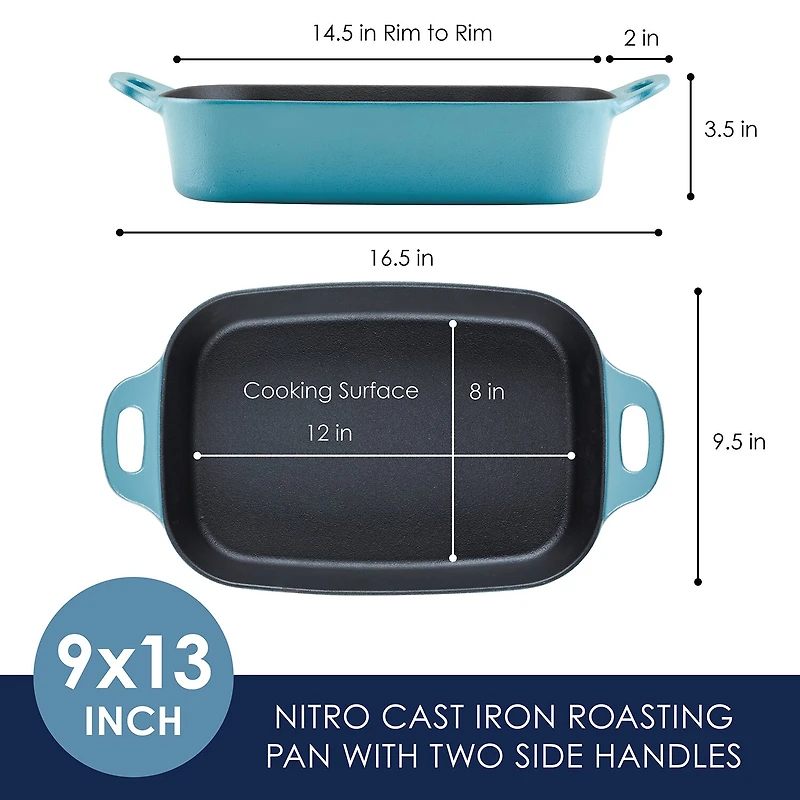 Rachael Ray NITRO Cast Iron 9X13" Roasting Pan