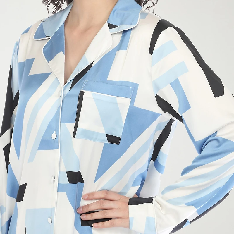 White Mark Womens Satin Long Sleeve 2-pc. Pajama Set