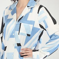 White Mark Womens Satin Long Sleeve 2-pc. Pajama Set
