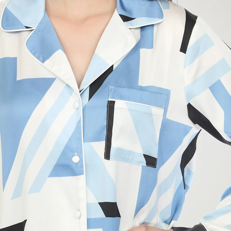 White Mark Womens Satin Long Sleeve 2-pc. Pajama Set