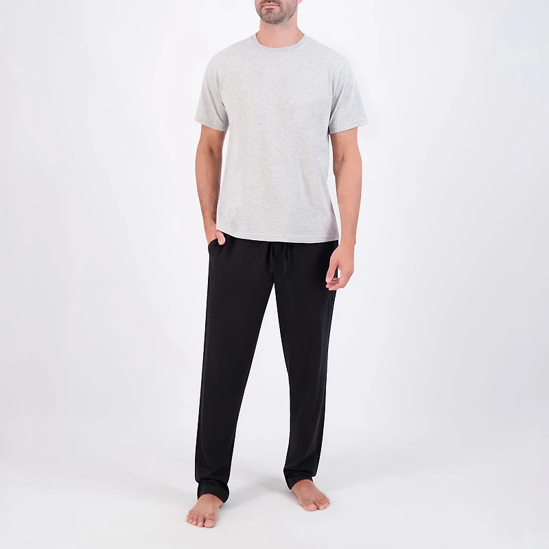 Hanes Mens Crew Neck Short Sleeve 2-pc. Pajama Set