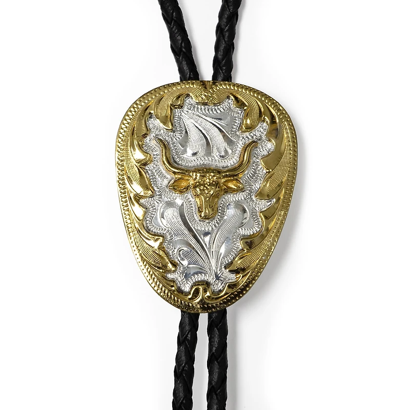 Western Express Long Horn On German Silver Tie