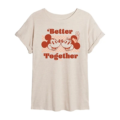 Womens Crew Neck Short Sleeve Regular Fit Mickey and Friends Graphic T-Shirt