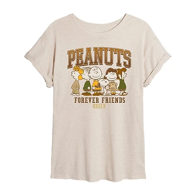 Womens Crew Neck Short Sleeve Regular Fit Peanuts Graphic T-Shirt