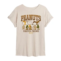 Womens Crew Neck Short Sleeve Regular Fit Peanuts Graphic T-Shirt