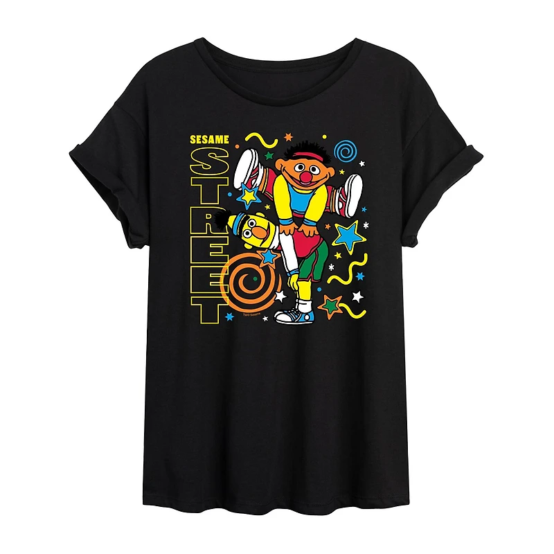Womens Crew Neck Short Sleeve Regular Fit Sesame Street Graphic T-Shirt