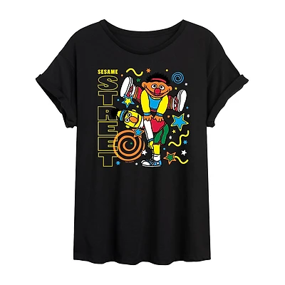 Womens Crew Neck Short Sleeve Regular Fit Sesame Street Graphic T-Shirt