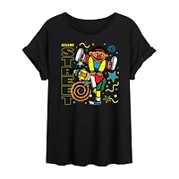 Womens Crew Neck Short Sleeve Regular Fit Sesame Street Graphic T-Shirt