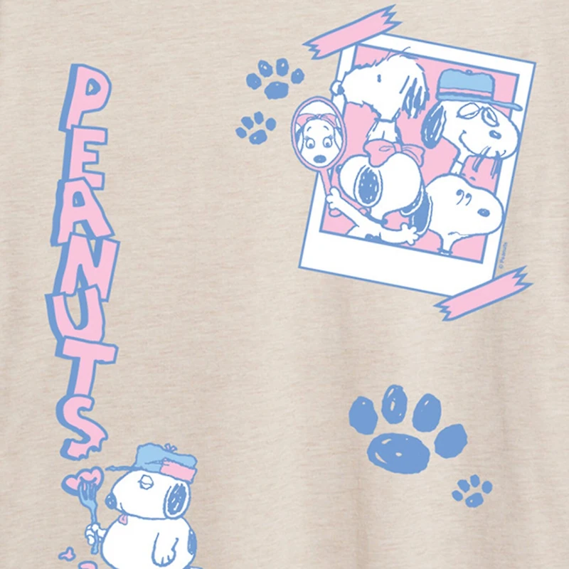 Womens Crew Neck Short Sleeve Regular Fit Snoopy Graphic T-Shirt
