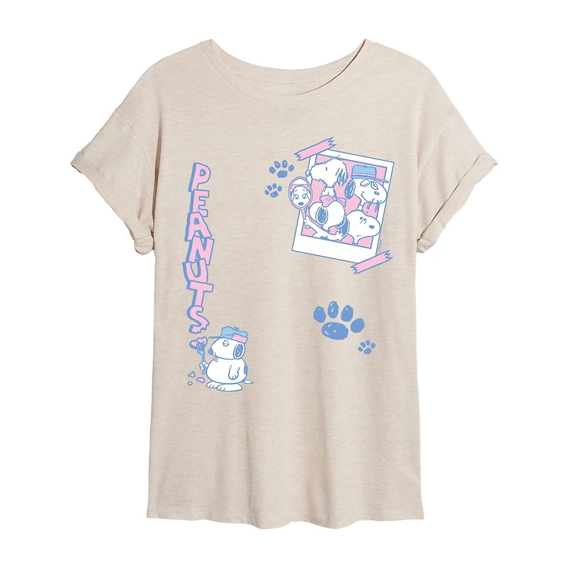 Womens Crew Neck Short Sleeve Regular Fit Snoopy Graphic T-Shirt