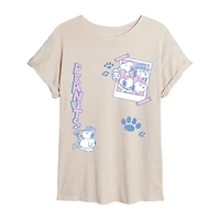 Womens Crew Neck Short Sleeve Regular Fit Snoopy Graphic T-Shirt