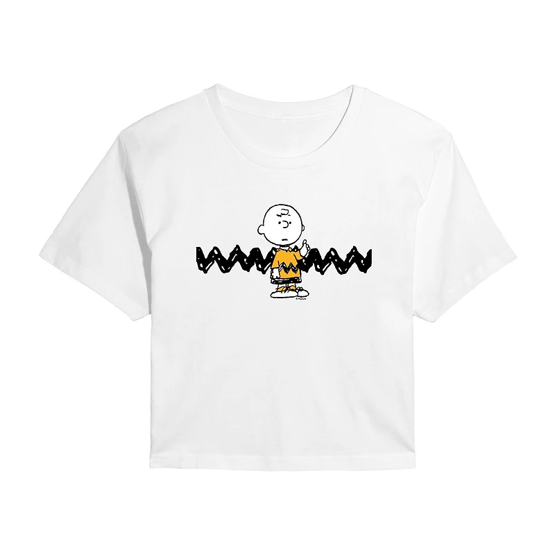 Womens Juniors Crew Neck Short Sleeve Regular Fit Peanuts Graphic T-Shirt