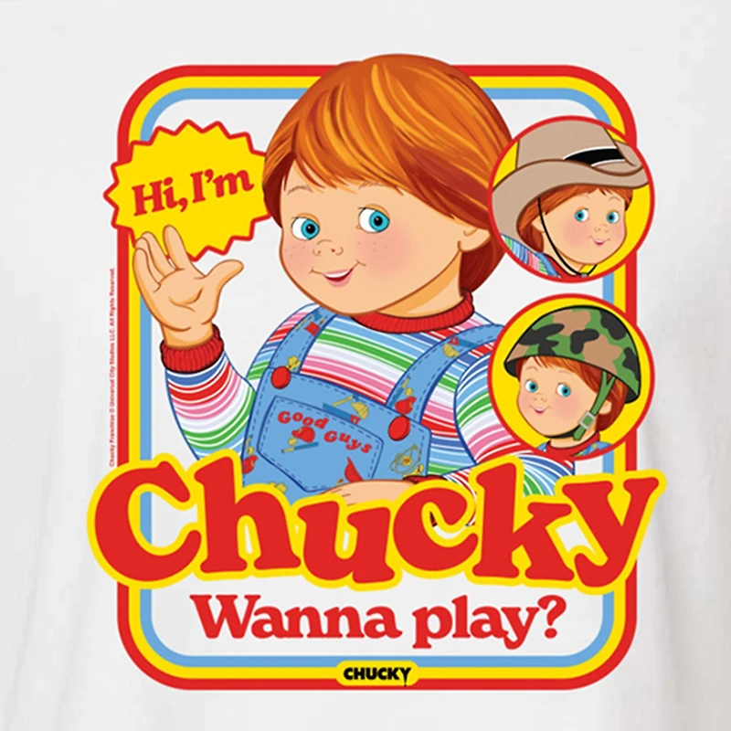 Womens Crew Neck Short Sleeve Regular Fit Chucky Graphic T-Shirt