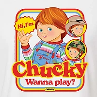 Womens Crew Neck Short Sleeve Regular Fit Chucky Graphic T-Shirt