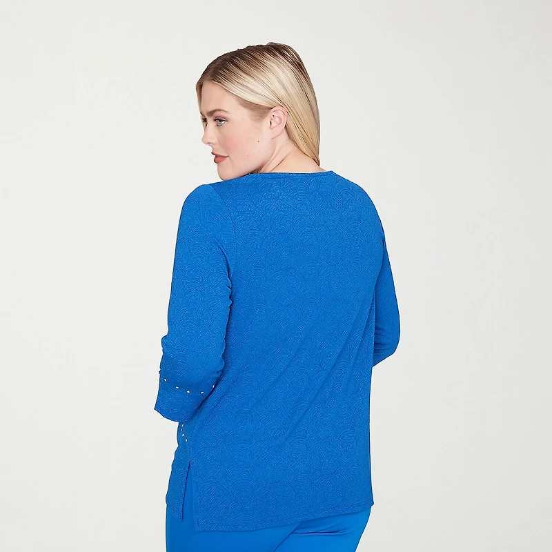 Alfred Dunner Barcelona Womens Round Neck 3/4 Sleeve T-Shirt