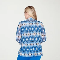Alfred Dunner Barcelona Womens Round Neck 3/4 Sleeve Layered Top