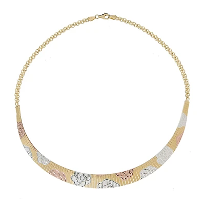 Made in Italy Womens 14K Tri-Color Gold Over Silver 18 Inch Collar Necklace