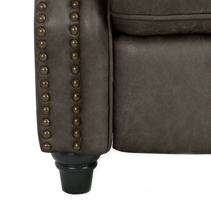 ProLounger Anna Traditional Roll-Arm Push Back Recliner Distressed Faux Leather with Nailheads