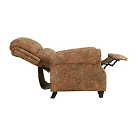 ProLounger Anna Traditional Roll-Arm Push Back Recliner in Multi-Burgundy Paisley with Nailheads