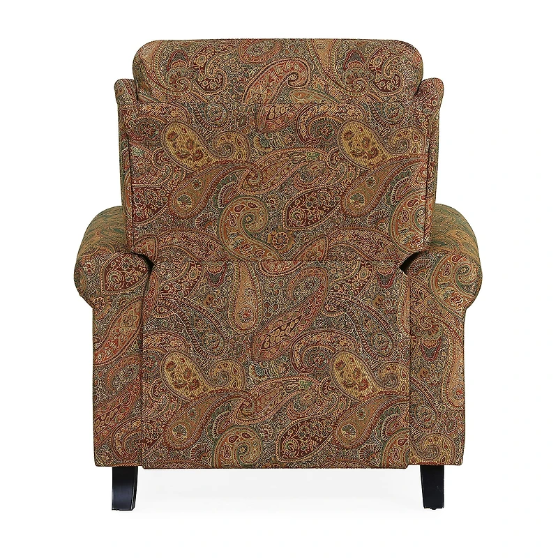 ProLounger Anna Traditional Roll-Arm Push Back Recliner in Multi-Burgundy Paisley with Nailheads