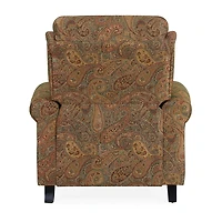 ProLounger Anna Traditional Roll-Arm Push Back Recliner in Multi-Burgundy Paisley with Nailheads